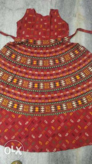 Red, Pink, Yellow, And White Tribal Patterned Sleeveless