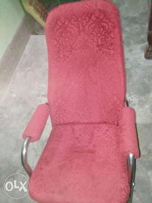Red Suede Stainless Steel Frame Rocking Chair