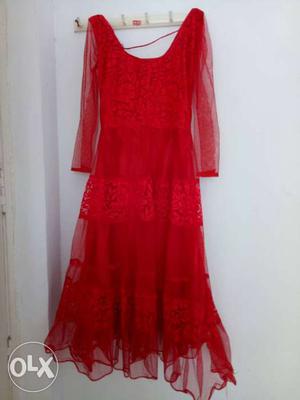 Red clr net suit almost unused churidar and net