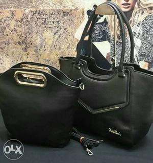 Two Black Leather Handbags