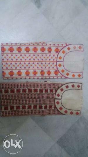 Two Maroon & multicolour cotton silk Kurta pieces