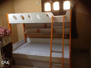 White And Brown Wooden Bunk Bed