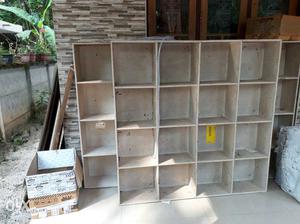 White Wooden 16-cube Shelf