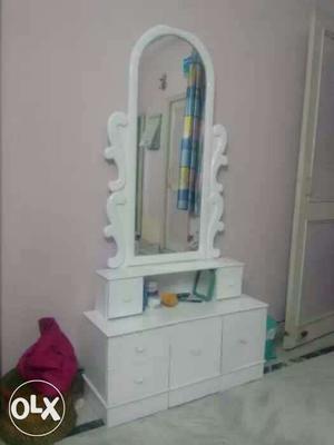 White Wooden Table With Mirror