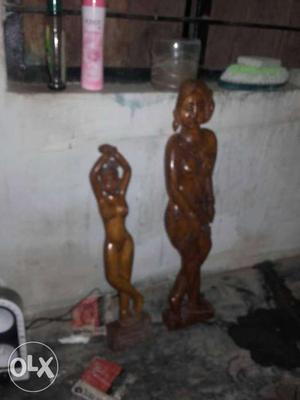 Women Brown Wooden Figurine