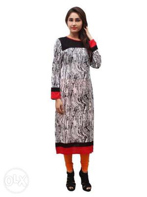 Women's Grey And Red Kurti all new brands setwise single