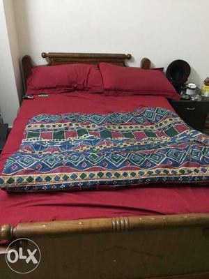 Wooden Bed+ mattress Size: one and half