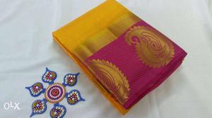 Yellow And Purple Printed Textile