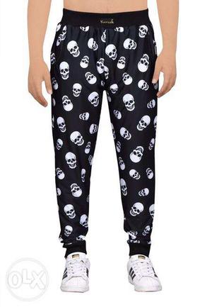 Black And White Skull Printed Pants