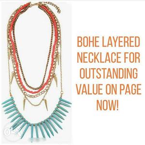 Blue And Gold Bohe Layered Necklace