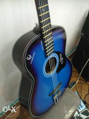 Blue and black pure acoustic guitar, amazing