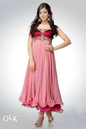 Dress Pink And Red Sleeveless Gown