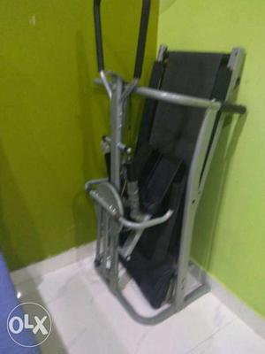 Gray And Black 2 In 1 Treadmill And Elliptical Trainer