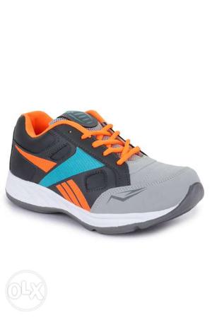 Gray, Black, And Blue Running Shoe