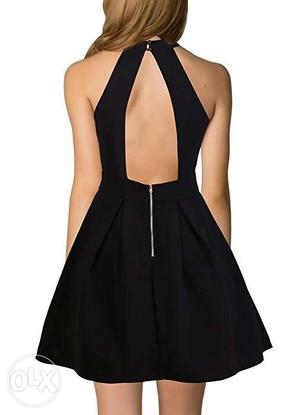 Halter neck Black Short Dress (New) Material: 50%