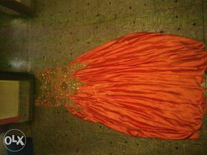 Orange Glittered Tank Gown