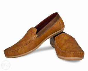 Pair Of Men's Brown Leather Loafers