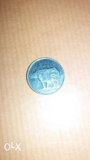Silver Circular With Hippopotamus Coin