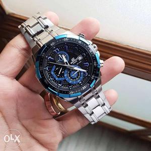 Silver Link Band Round Casio Edifice Chronograph Watch