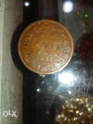  old one quarter anna gold round coins  not and