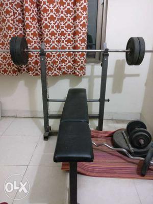 Bench Press w/ dumbbells, curved bar and 12 weights