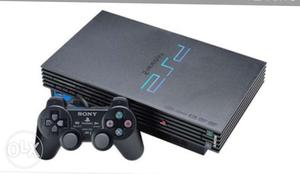 Black Sony PS2 Game Console With Gamepad