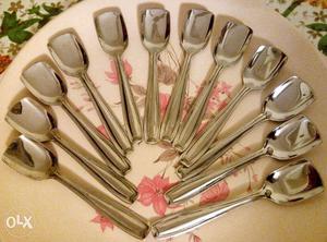 Dessert & Tea Spoons, New, Stainless Steel Dozen Pcs,