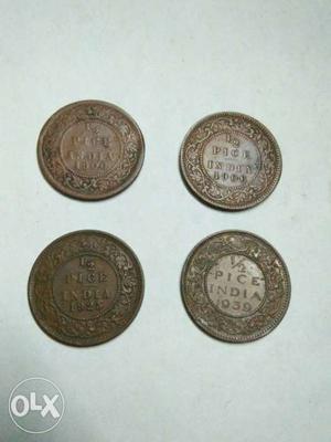 Four Indian Pice Coins