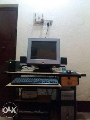 Gray CRT Computer Monitor, Keyboard, Tower, Mouse And