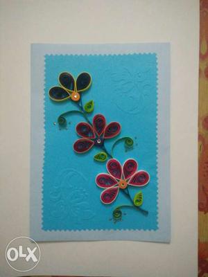 Quilling Handmade birthday greeting card. Rs