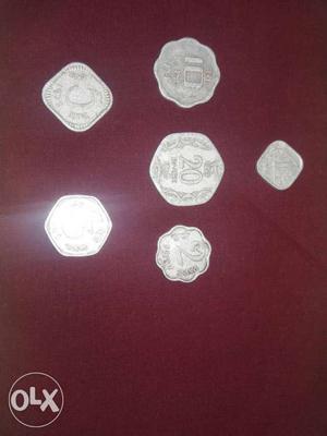 Six pack of indian old currency denomination of