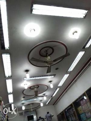 Two White 3-blade Ceiling Fans