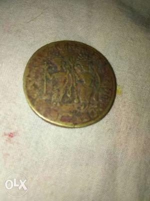 Vintage Brown Round Coin