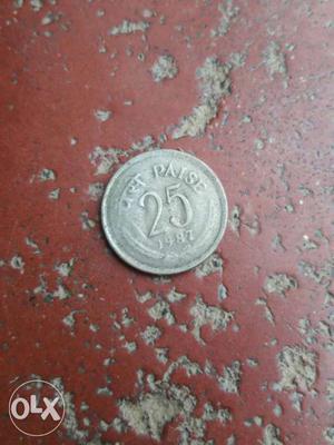 25 Silver Indian Paise Coin