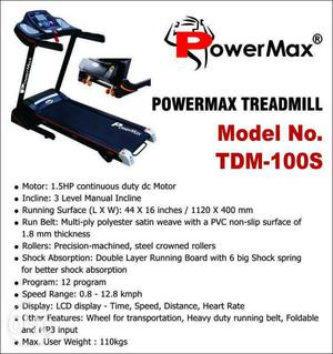 Black And Blue Powermax Treadmill