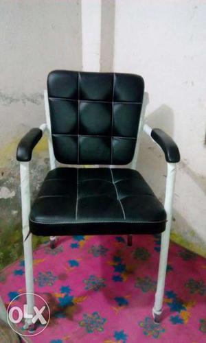 Black Padded Black Metal Chair
