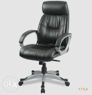 Black Padded Leather Rolling Office Chair