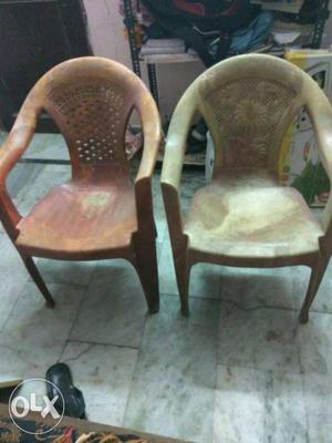 Brown And Yellow Plastic Armchairs
