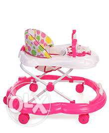 Child's White Pink And Green Activity Center And Walker