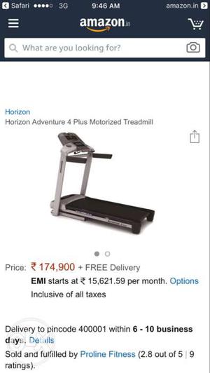Gray And Black Horizon Adventure 4 Plus Motorized Treadmill