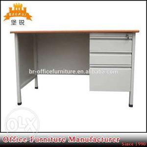 Gray Wooden Single Pedestal Desk