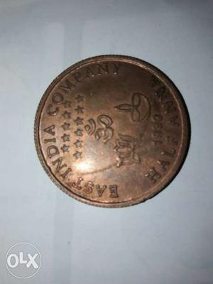 Half Ana Tola Coin of  Year