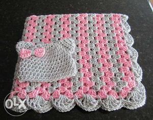 Handmade crochet baby blanket. We take custom