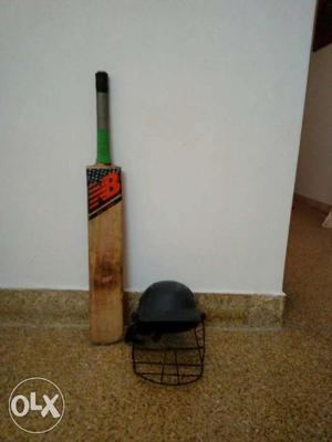 New balance English willow cricket bat & PR helmet combo at