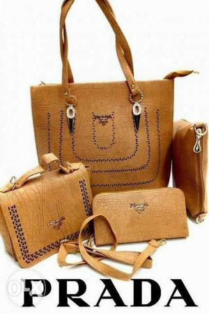 PRADA HAND BAG with three other bags clutch,