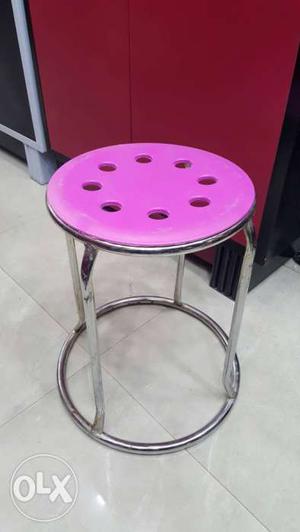 Pink And Stainless Steel Stool