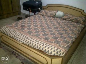 Queen size teak wood boxtype double bed with mattresses
