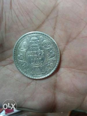 Silver coin one rupee Indian 