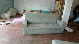 Tufted Gray 3-seat Sofa