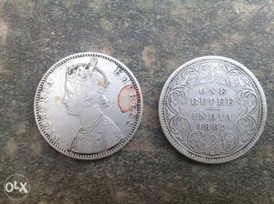 Two  One Rupee India Coins
